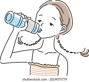 A woman drinking water and hydrating