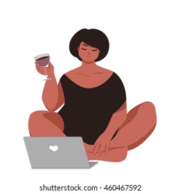 Woman drinking wine.