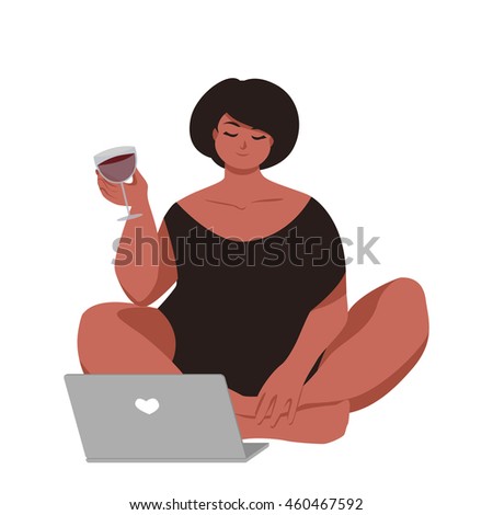 Woman drinking wine.