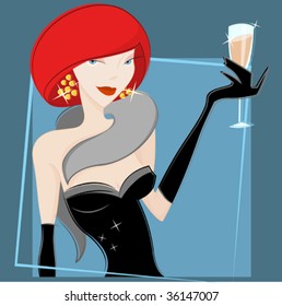woman drinking wine vector