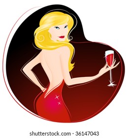 woman drinking wine vector