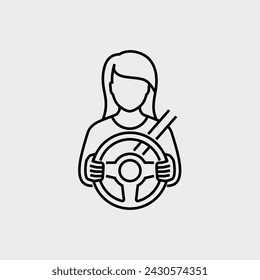 Woman Drive Vector Line Icon