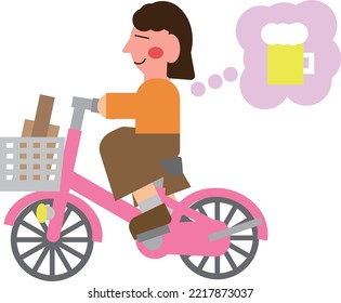 Woman driving a bicycle after drinking