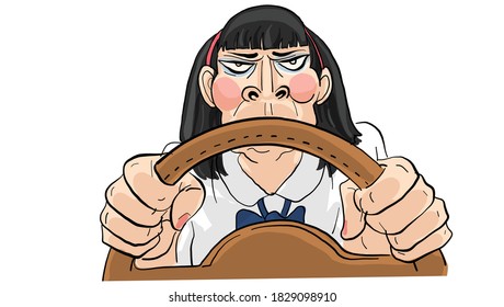 woman driving car character drawing,vector