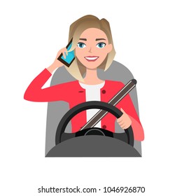 woman driving a car talking on the phone