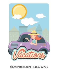 woman driving car travel vacations