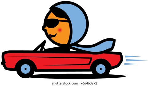 Woman Driving Convertible