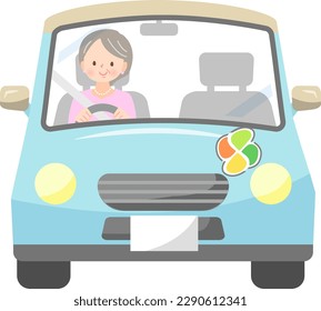 Woman driving with maple mark vector illustration