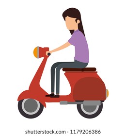 woman driving scooter motorcycle
