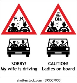 Woman driving vector windshield sign svg