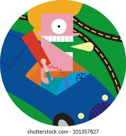 Woman driving while talking on a cellphone