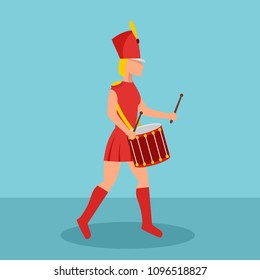 Woman drummer icon. Flat illustration of woman drummer vector icon for web design