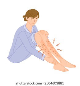 A woman with dry, rough and itchy skin on her legs