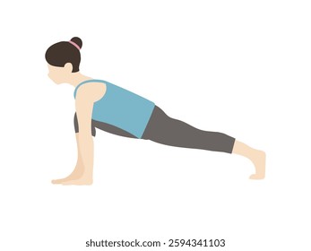 A woman with a dumpling head doing a yoga low lunge pose