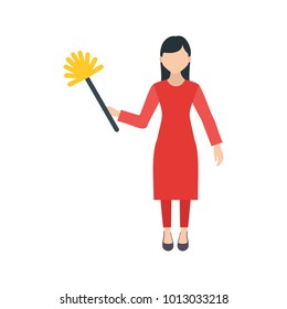 Woman Dusting house