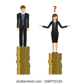 woman earns less money than man discriminates vector illustration EPS10