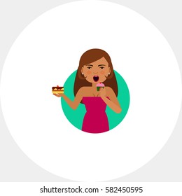 Woman eating cupcake