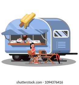 Woman eating ice cream