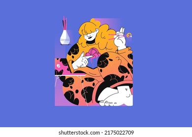 Woman eating noodles and watching movie on the laptop