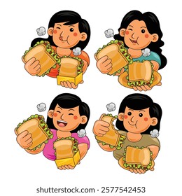 Woman eating Sandwich Fast Food
