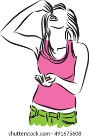 woman eating snack illustration