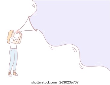 A woman effectively using a megaphone to convey her ideas clearly, representing vital communication and selfexpression