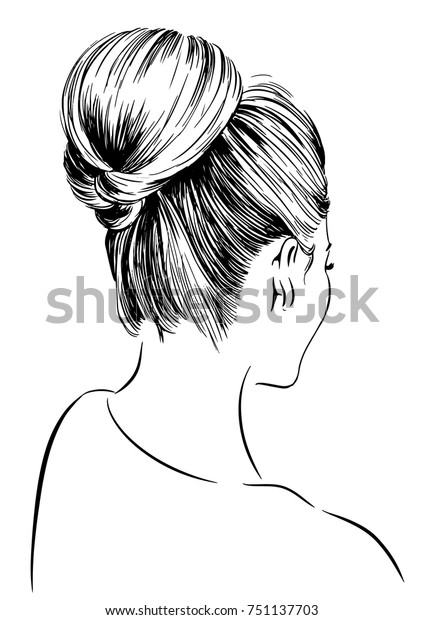 Woman Elegant Bun Hairstyles Stock Vector Royalty Free