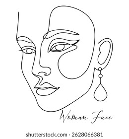 Mulher Elegante Face Minimalista Icon Conceito Contínuo Uma Linha Desenho Em Estilo De Traço Editável Em Um Fundo Isolado
