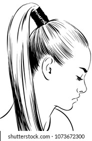 woman with elegant up ponytail