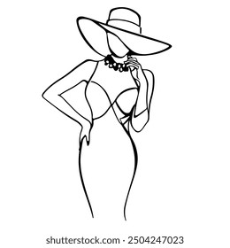 Frau elegante Silhouette Linie Kunstzeichnung. Mode weiblichen Porträt minimalistischen Stil. Damenkopf Linearzeichnung für Kosmetik. Continuous Line Art Fashion Minimal Print. Schönheitslogo. Vektor-EPS 10