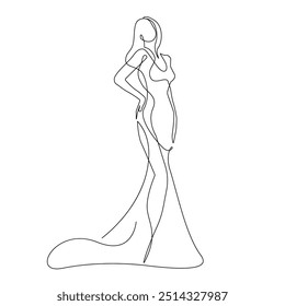 Mulher Elegante Silhueta Um Desenho De Linha. Figura Feminina Criativa Contemporânea Desenho De Linha Abstrata. Beleza Moda Corpo Feminino, Vetor Elegante Design Minimalista para Design de Moda, Wall Art, Impressões