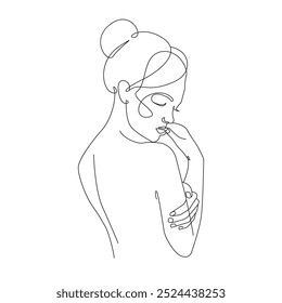 Woman Elegant Silhouette One Line Drawing. Female Portrait Creative Abstract Line Drawing. Beauty Fashion Female Body, Elegant Vector Minimalist Design for Fashion Design, Wall Art, Prints