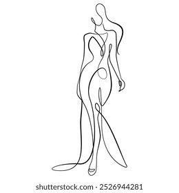 Mulher Elegante Silhueta Um Desenho De Linha. Figura Feminina Criativa Contemporânea Desenho De Linha Abstrata. Beleza Moda Corpo Feminino, Vetor Elegante Design Minimalista para Design de Moda, Wall Art, Impressões
