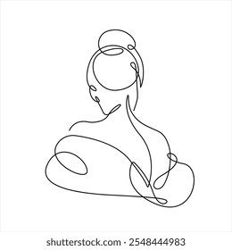 Woman Elegant Silhouette One Line Drawing. Female Figure Creative Contemporary Single Line Drawing. Beauty Female Body, Elegant Vector Minimalist Art for Fashion Design, Wall Art, Print. Not AI