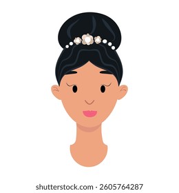 Woman with elegant updo hairstyle and accessories