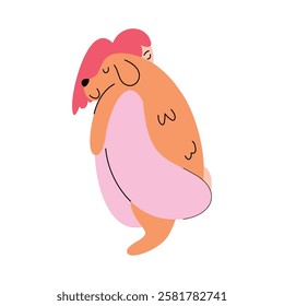 Woman embracing her pet puppy with warmth isolated vector illustration