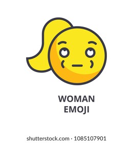 woman emoji vector line icon, sign, illustration on background, editable strokes