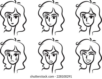 woman emotion faces