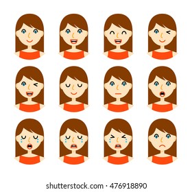 Cartoon Businesswoman Character Different Facial Expressions Stock ...