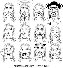 woman emotions vector set