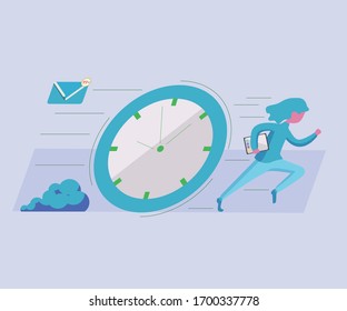 woman employee being chased deadline Illustration