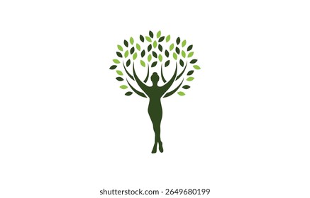 Woman empower, woman tree, Wellness logo