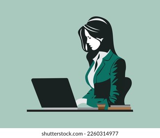 woman empowering working on laptop office business