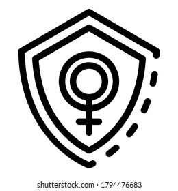 Woman empowerment shield icon. Outline woman empowerment shield vector icon for web design isolated on white background