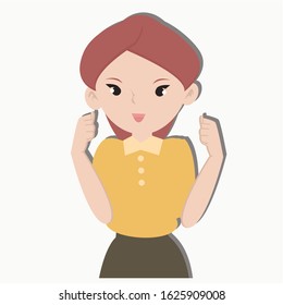 Woman with encourage concept. Creative idea design. Flat vector illustration for template, brochure or presentation. 