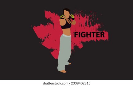 La mujer se dedica a las artes marciales. Ilustración vectorial.