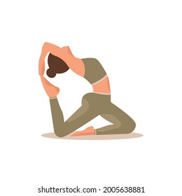 The woman is engaged in sports, charging, gymnastics, fitness. Vector graphics