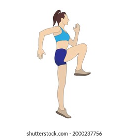 woman is engaged in sports. Color drawing. Flat Style