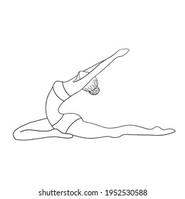 a woman is engaged in stretching, linear vector drawing