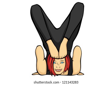 A woman engaged in yoga